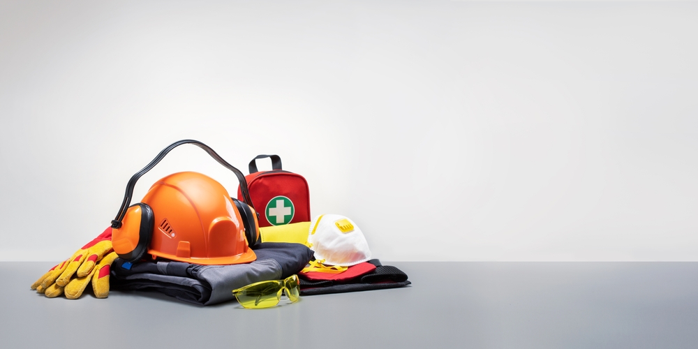Safety,Equipment.,Industrial,Protective,Gear,And,A,First,Aid,Kit