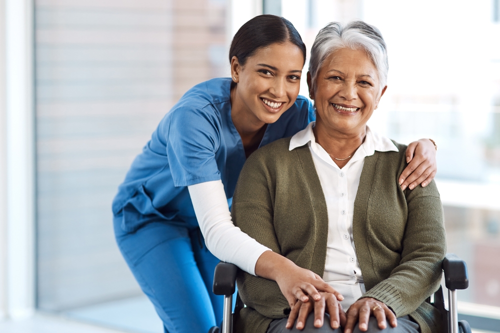 Portrait,,Medical,Or,Disability,With,A,Nurse,And,Old,Woman